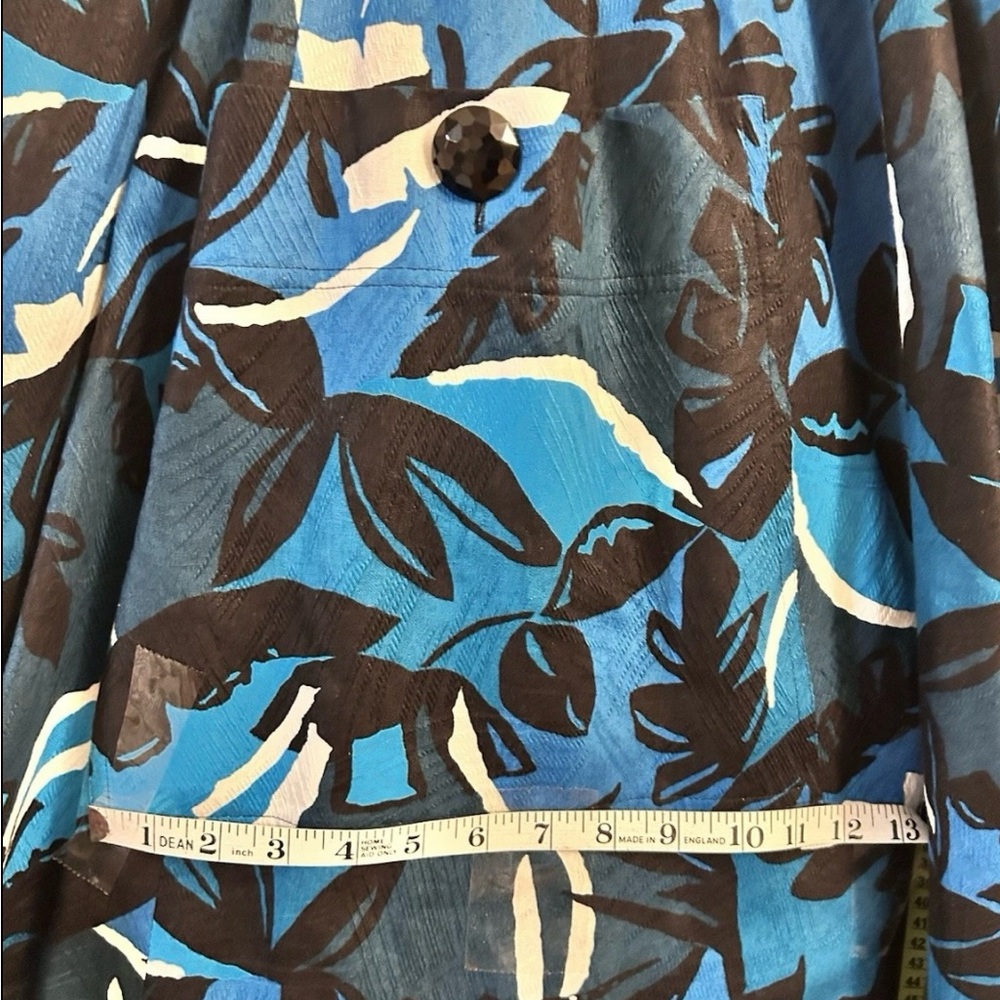 Vintage Mario Forte Skirt Womens Blue Multi Big Square Pockets Midi Size 6 - Picture 7 of 8